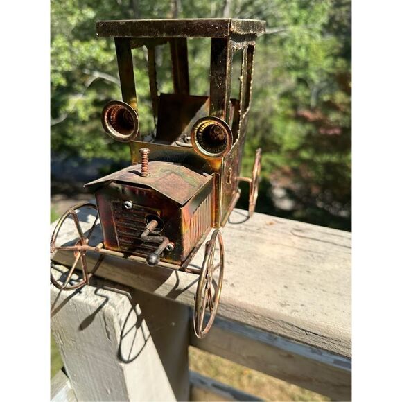 VTG Model T Ford Copper Metal Car Music Box Happy Days Are Here Again Wind-Up - Picture 4 of 12